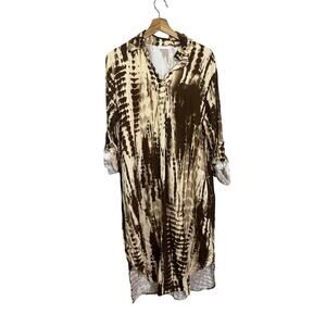 Women’s Made in Italy Brown Dress Vneck 3/4 Sleeve Shift Dress